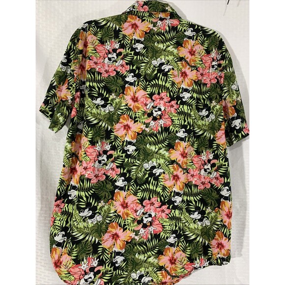 Disney Mickey Mouse Floral Hawaiian Shirt Mens L Button Up Tropical Authentic - Picture 6 of 6